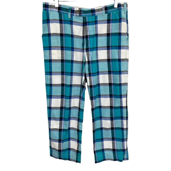 Loudmouth Pants Loudmouth Mens Golf Pants 35 X 24 Hemmed Altered Short Plaid Blue White